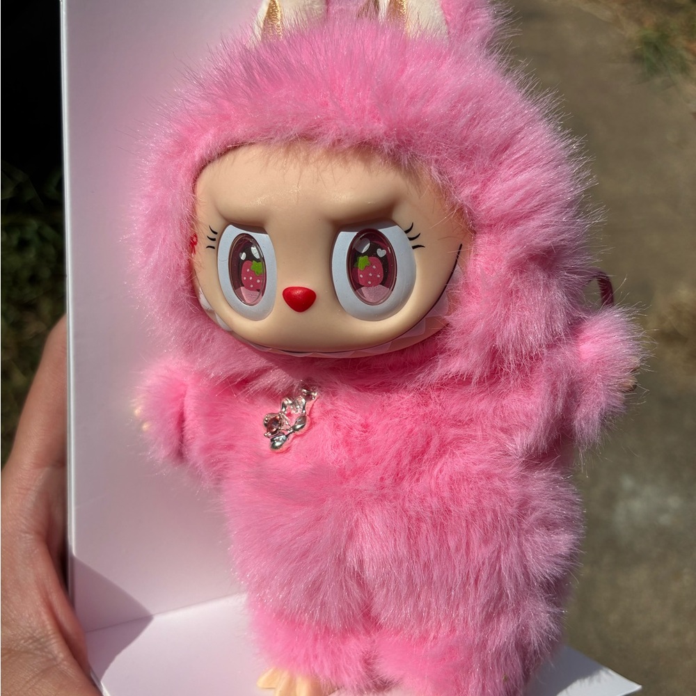 Pink Furry Lafufu Doll with Cute Strawberry Eyes